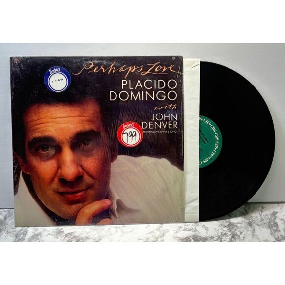 Placido Domingo with John Denver Perhaps Love Pop Vinyl LP in Shrink 1980s CBS - Picture 1 of 6